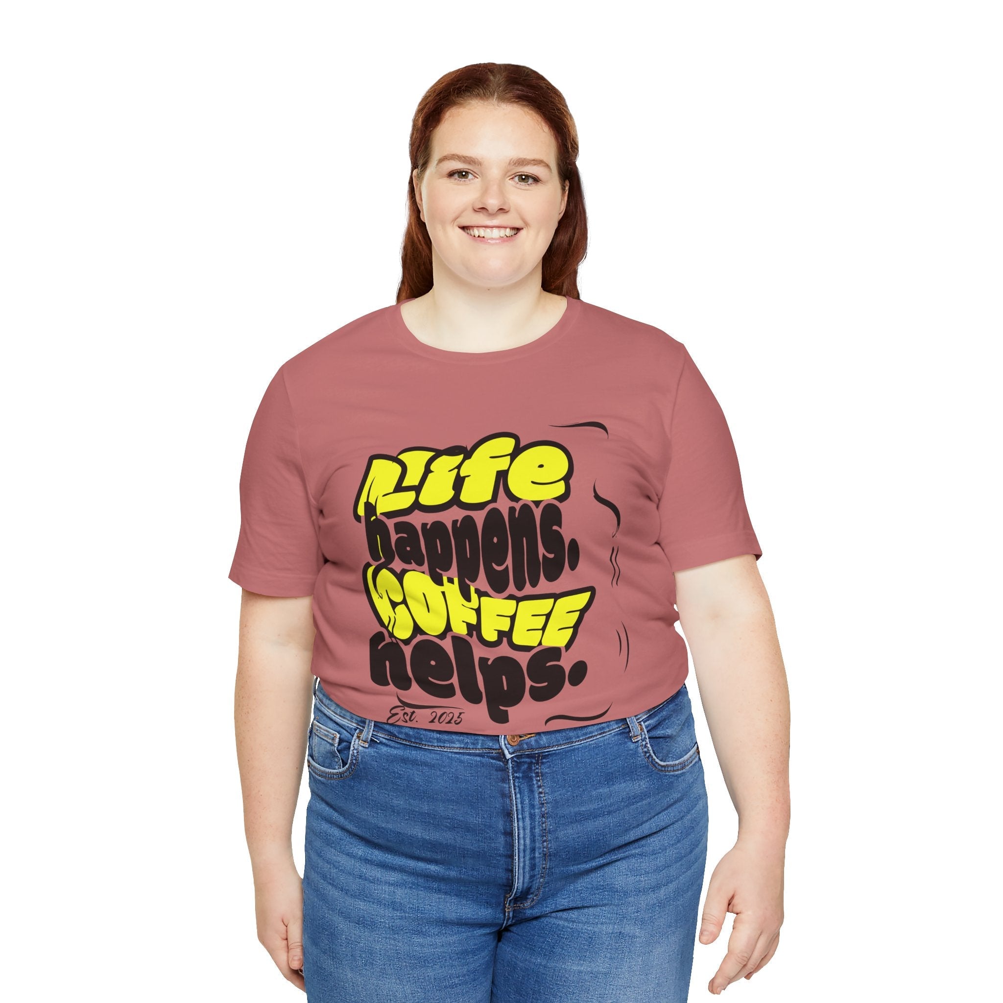 Coffee Lover T-Shirt - Life happens Coffee helps Boho Wear