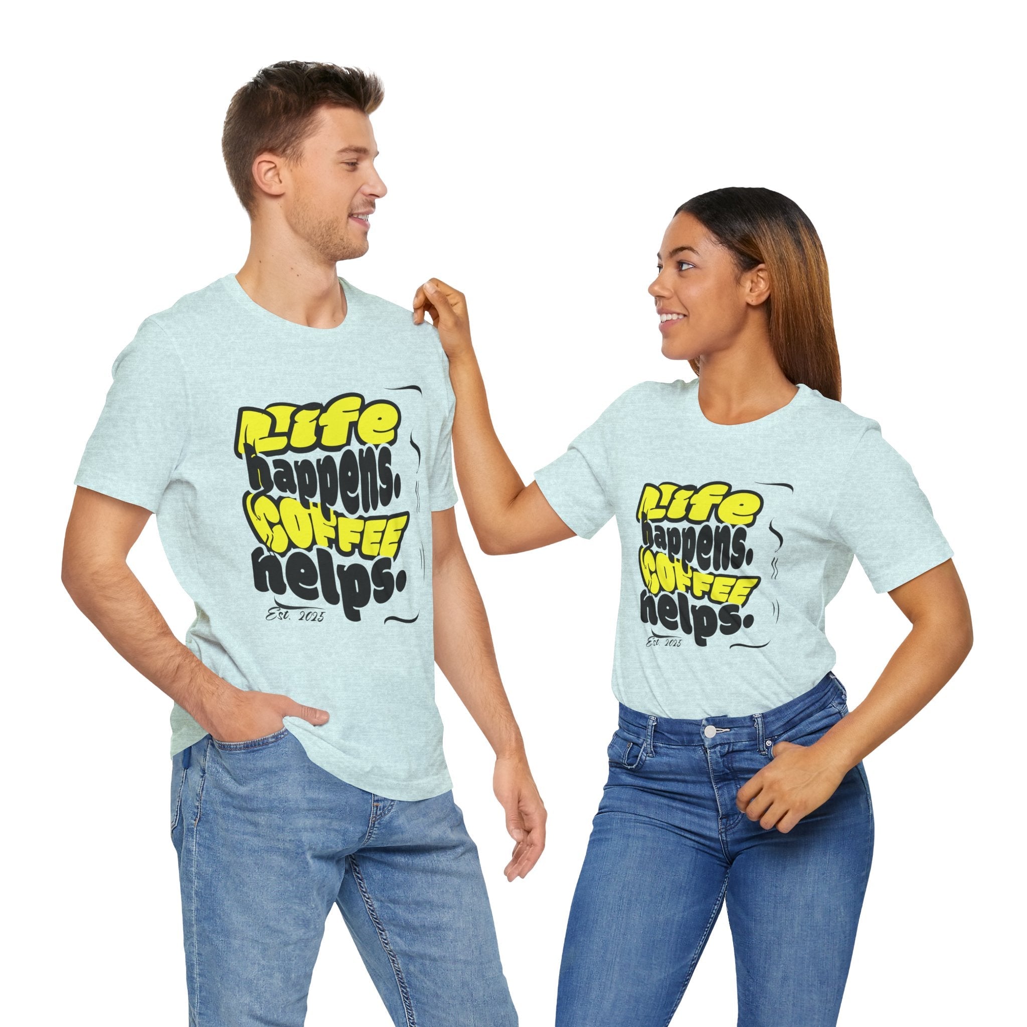 Coffee Lover T-Shirt - Life happens Coffee helps Boho Wear