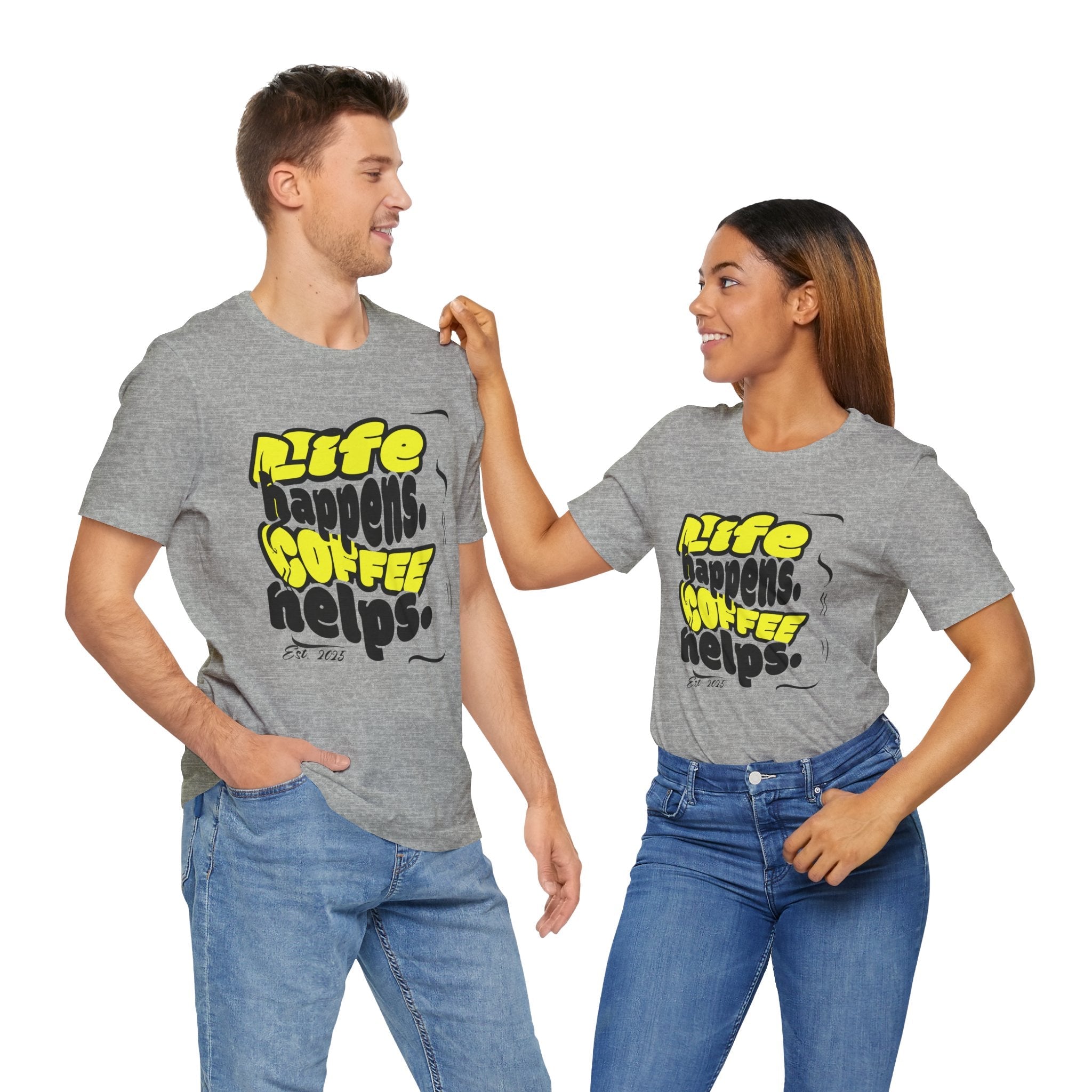 Coffee Lover T-Shirt - Life happens Coffee helps Boho Wear