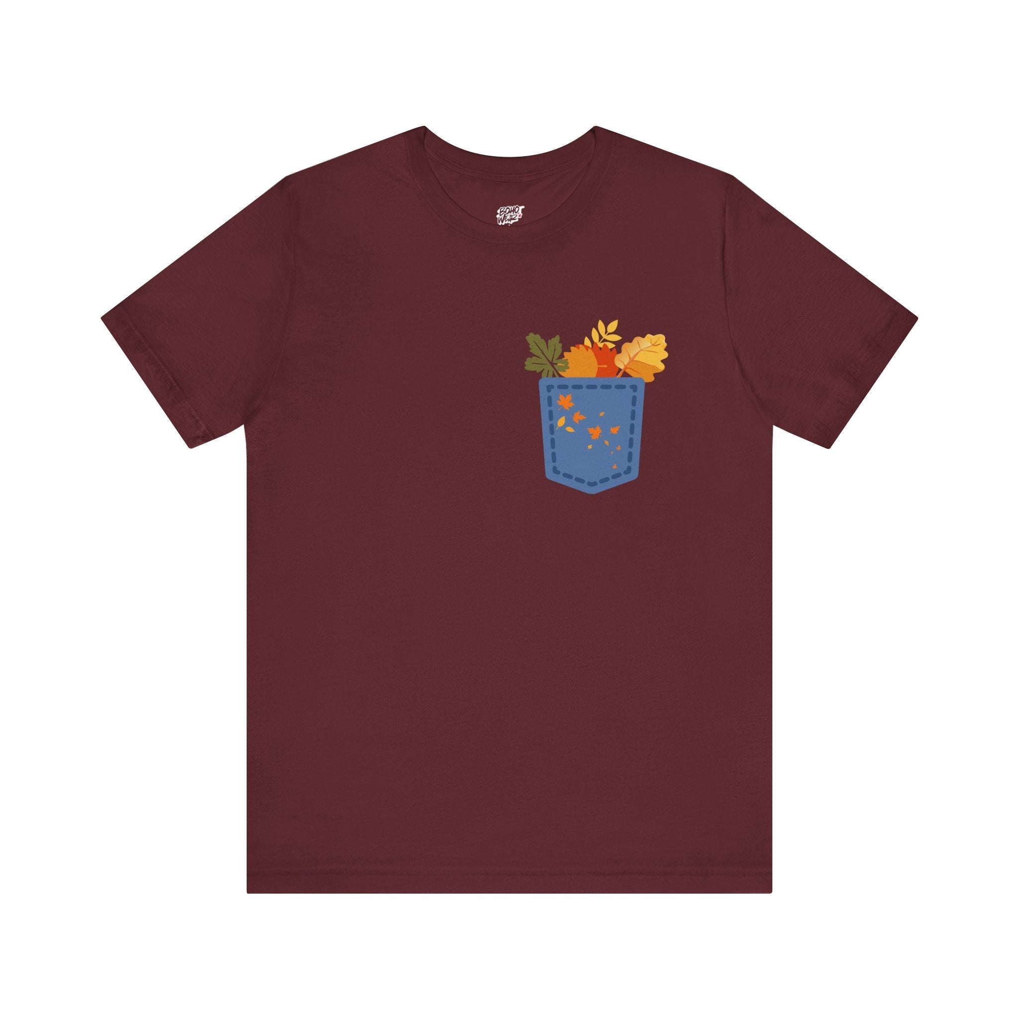 Pocket Boho Tee - Funny Botanic Autumn Design Printify