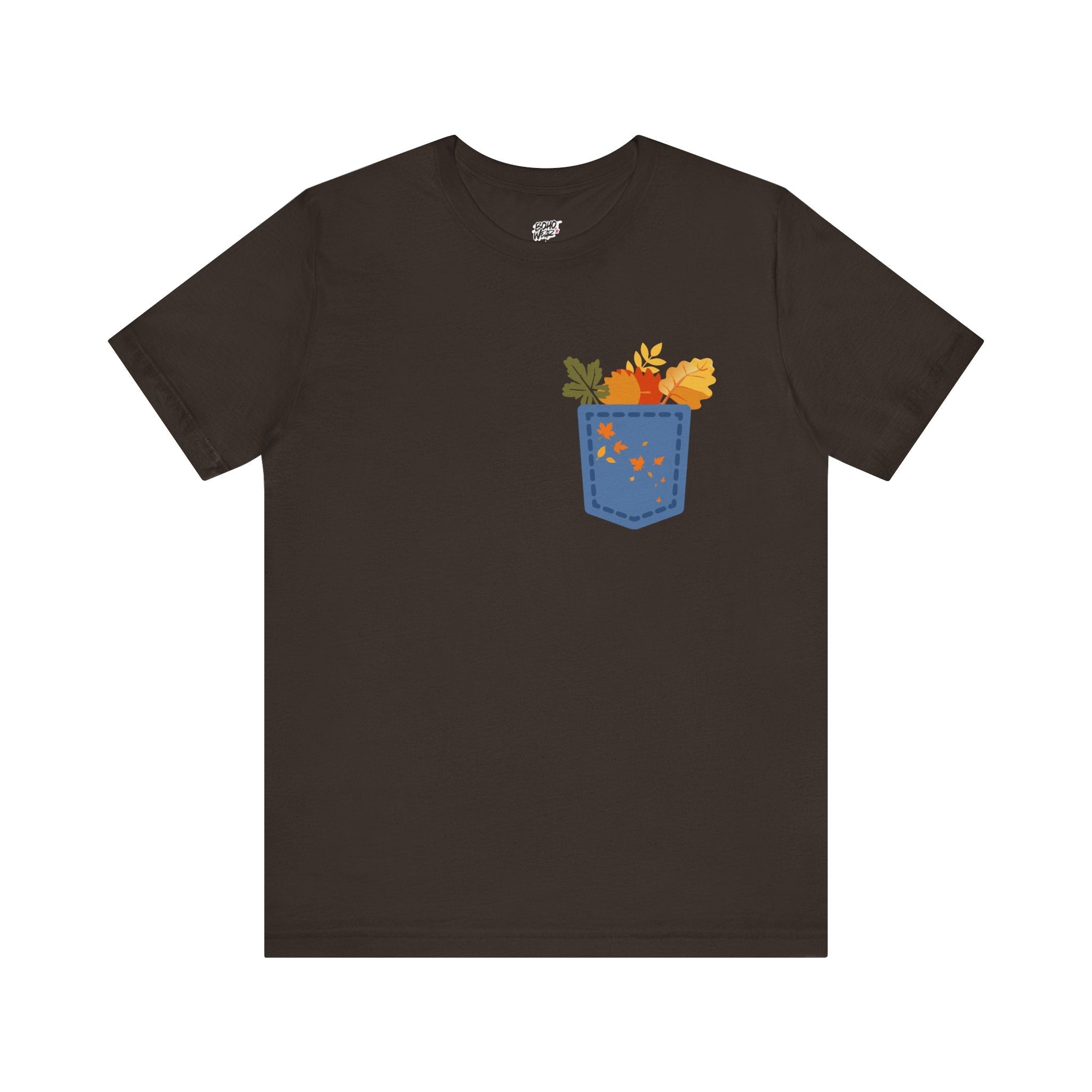 Pocket Boho Tee - Funny Botanic Autumn Design Printify