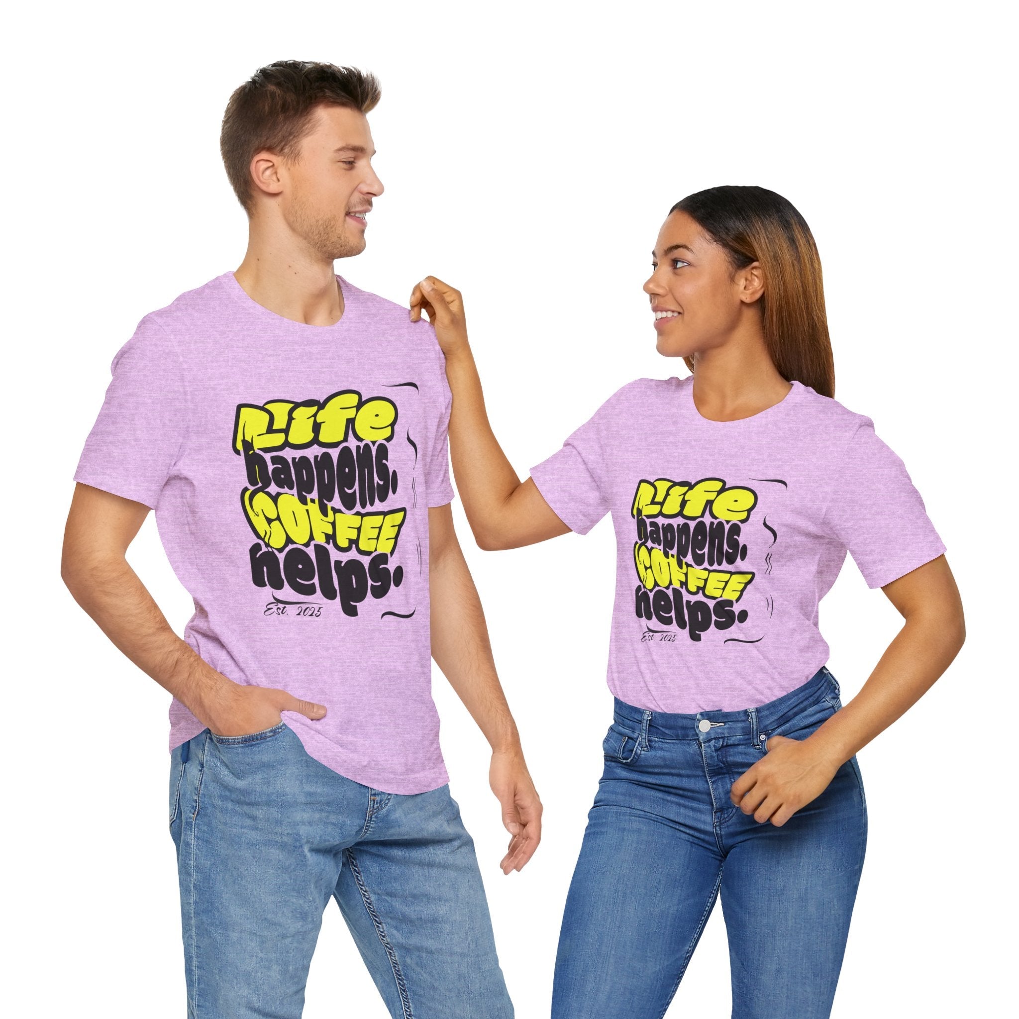 Coffee Lover T-Shirt - Life happens Coffee helps Boho Wear