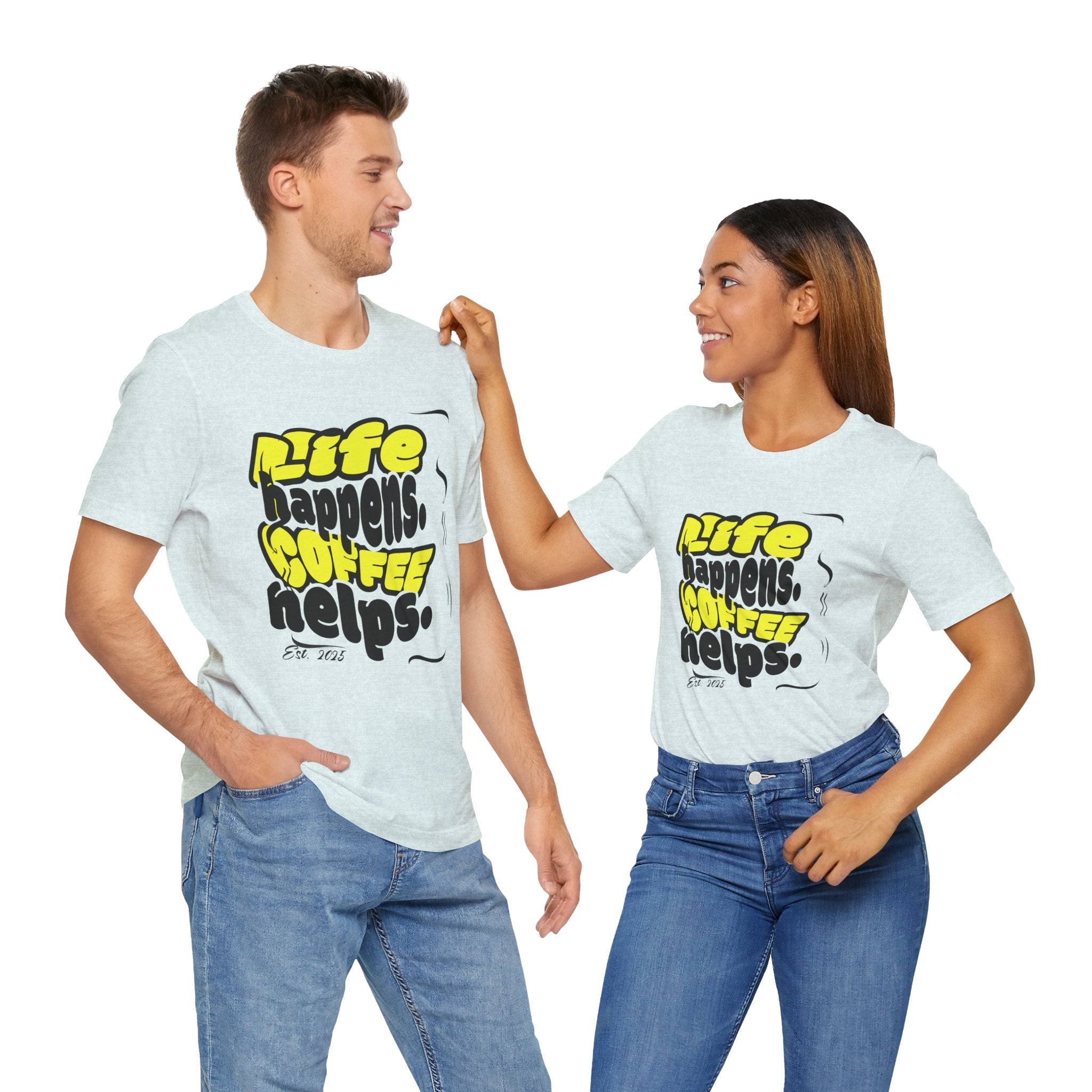 Coffee Lover T-Shirt - Life happens Coffee helps Boho Wear