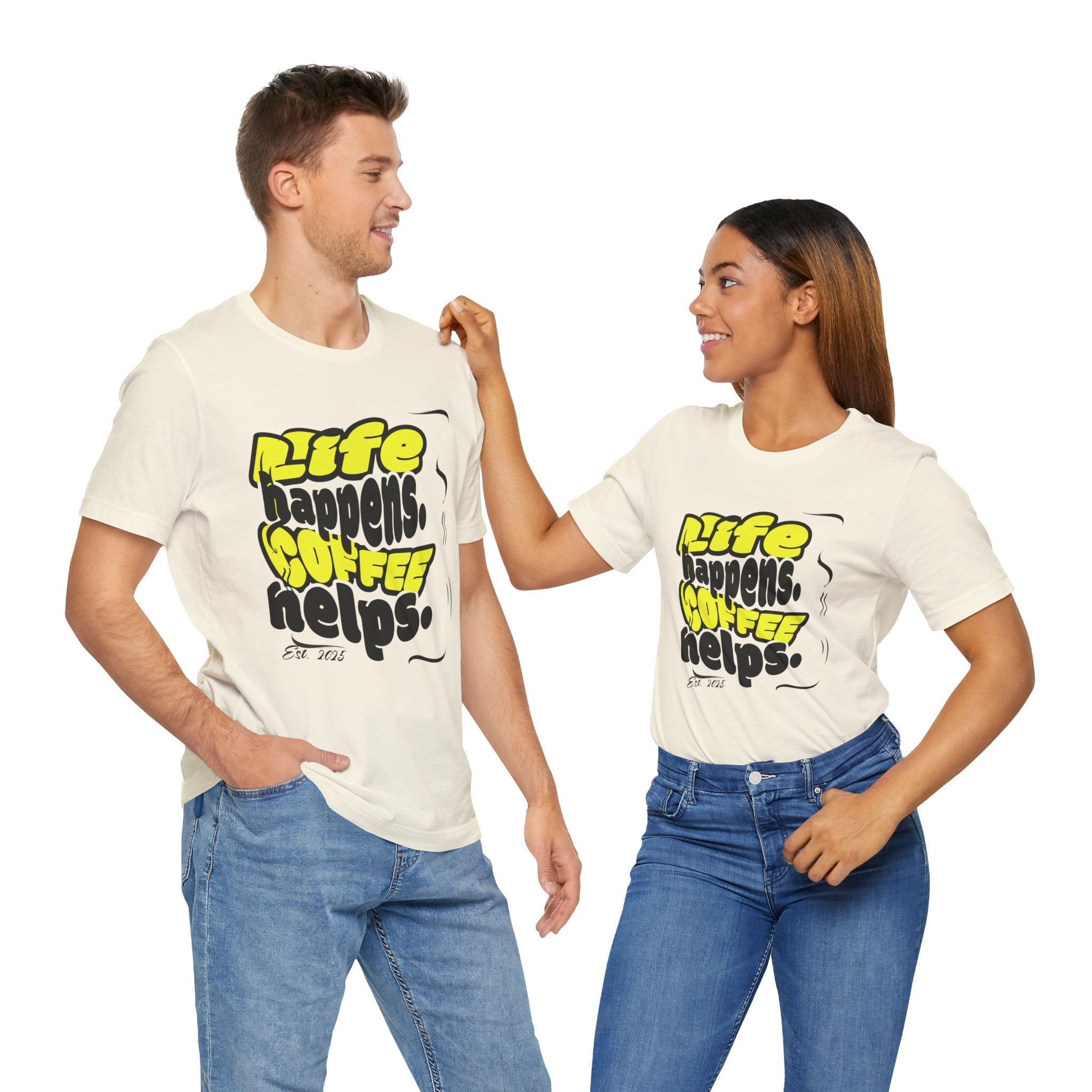 Coffee Lover T-Shirt - Life happens Coffee helps Boho Wear