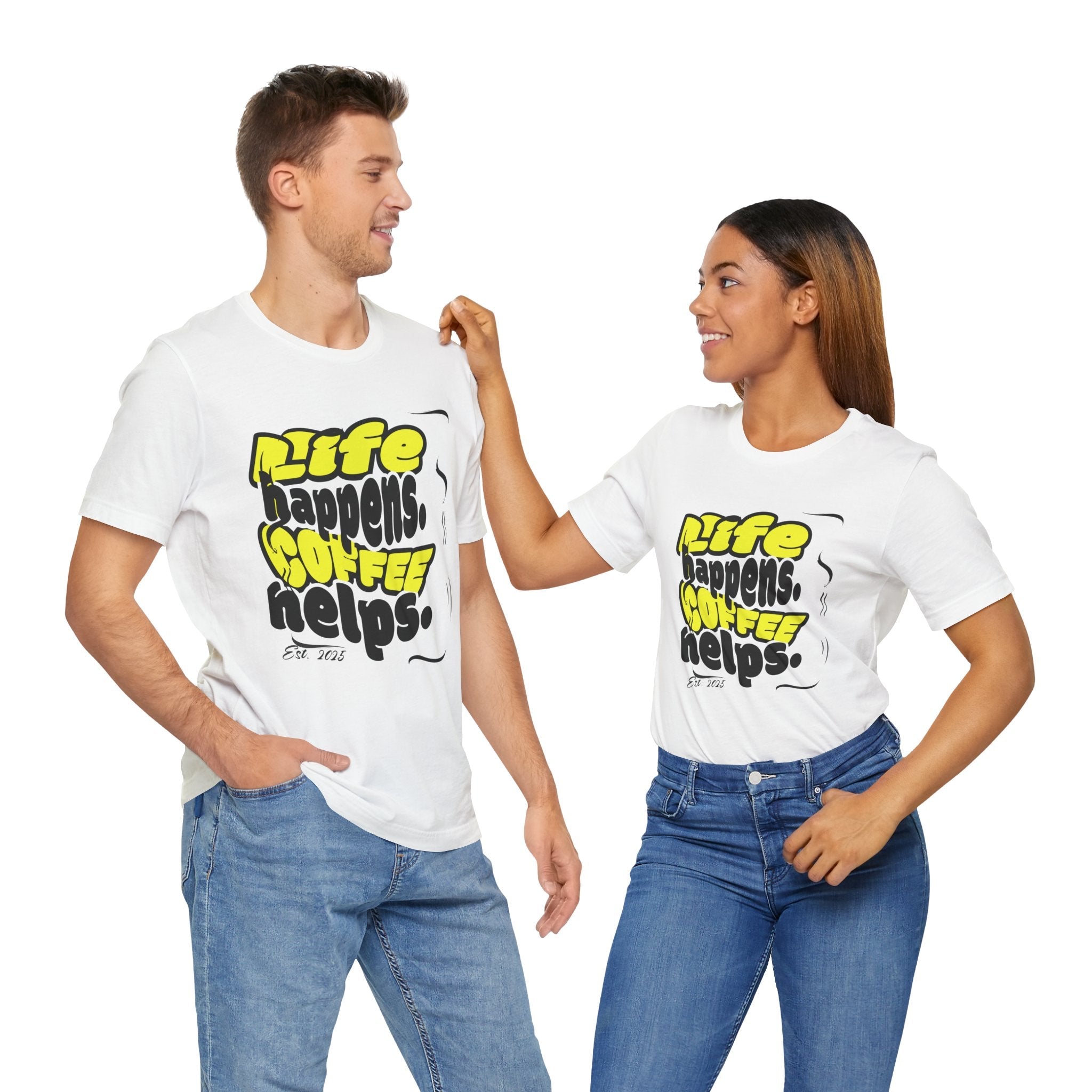 Coffee Lover T-Shirt - Life happens Coffee helps Boho Wear