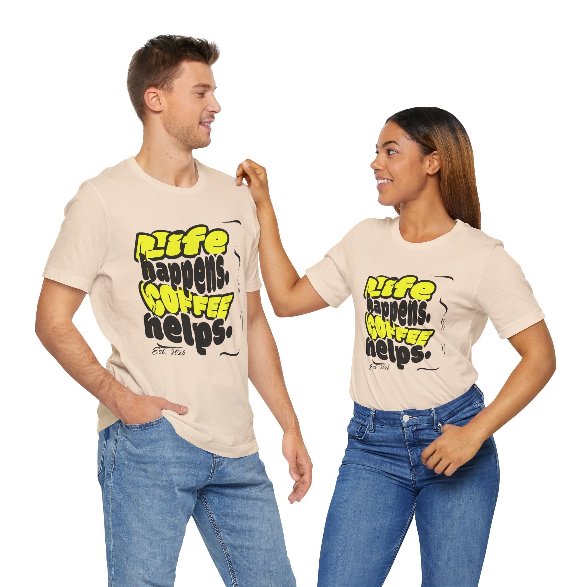 Coffee Lover T-Shirt - Life happens Coffee helps Boho Wear