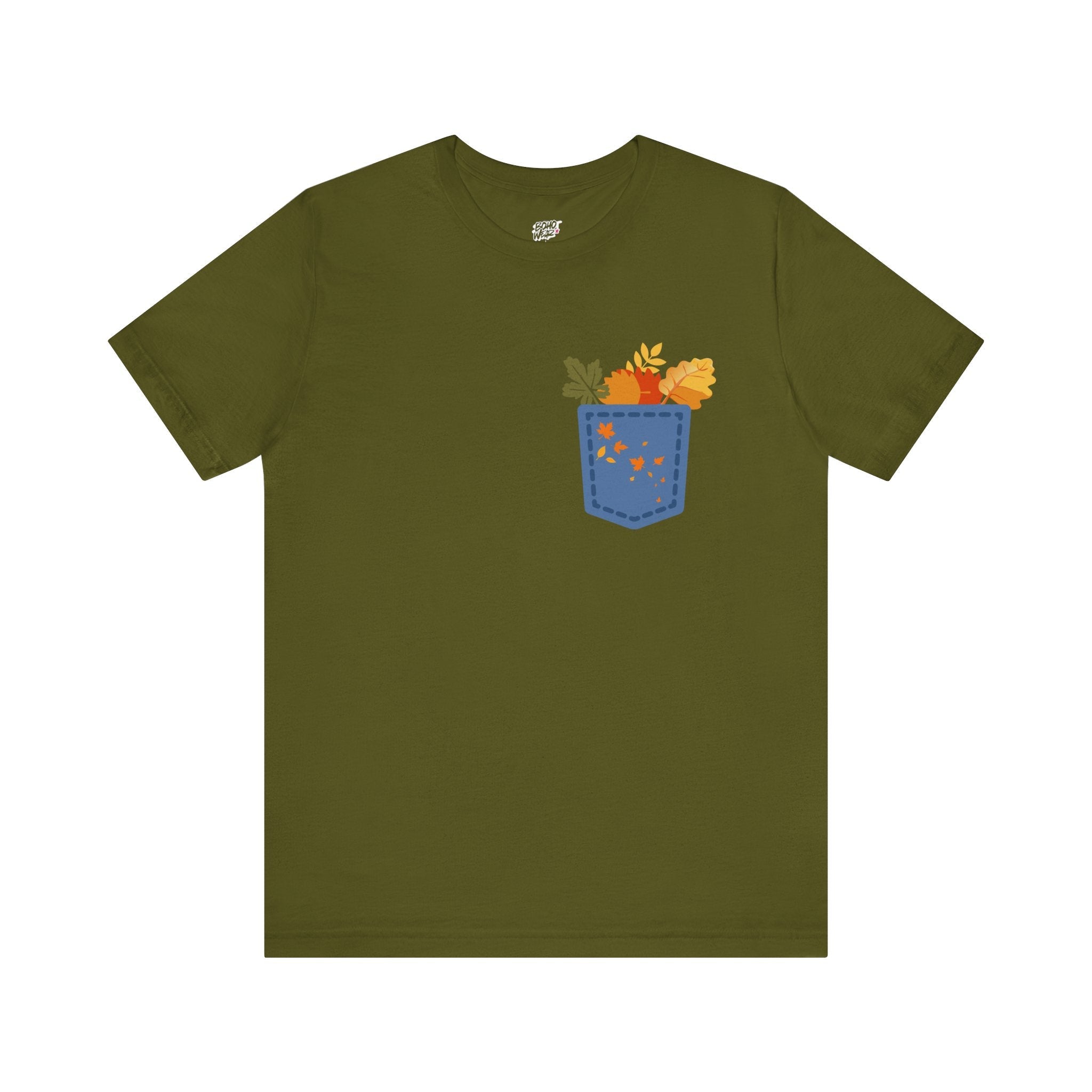 Pocket Boho Tee - Funny Botanic Autumn Design Printify