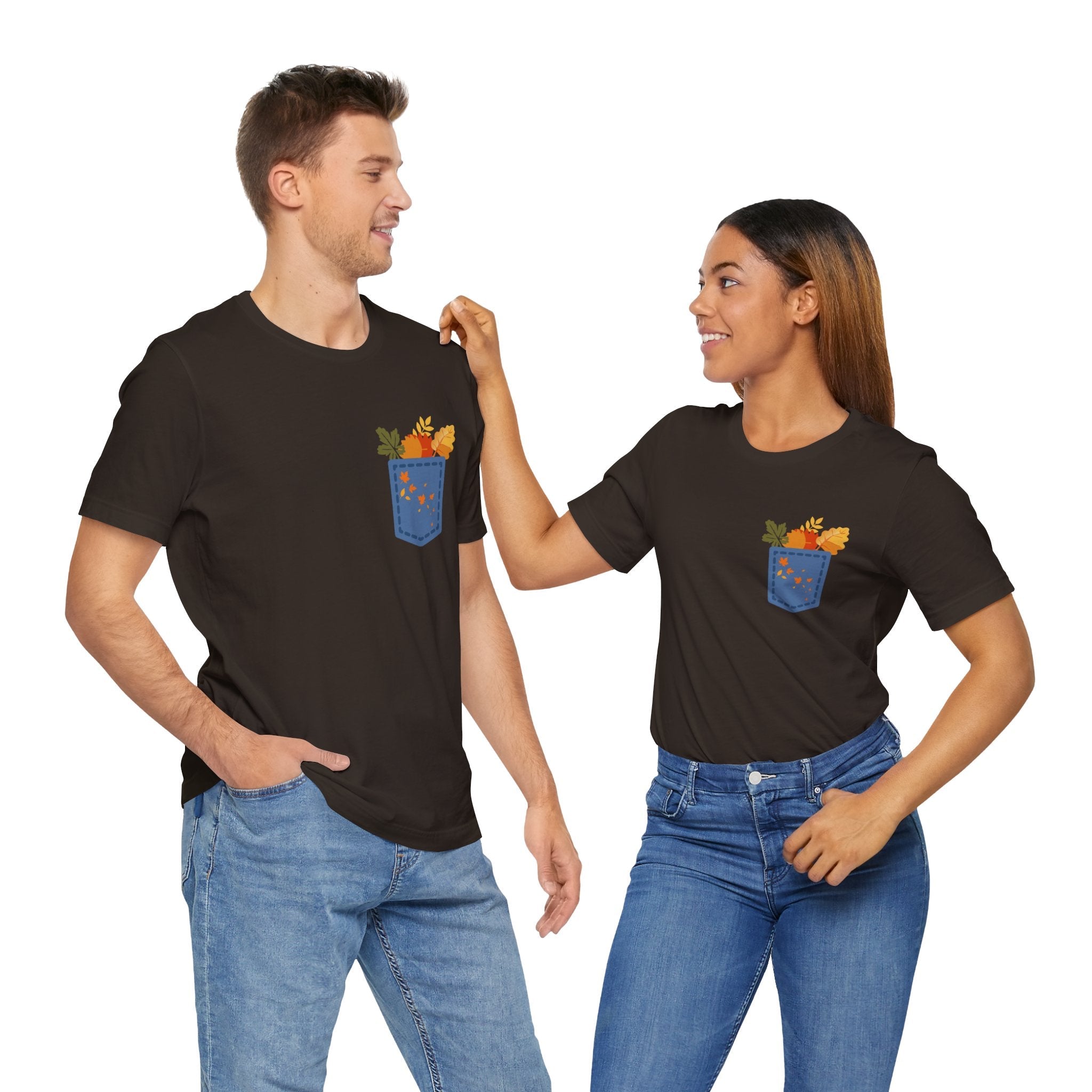 Pocket Boho Tee - Funny Botanic Autumn Design Printify