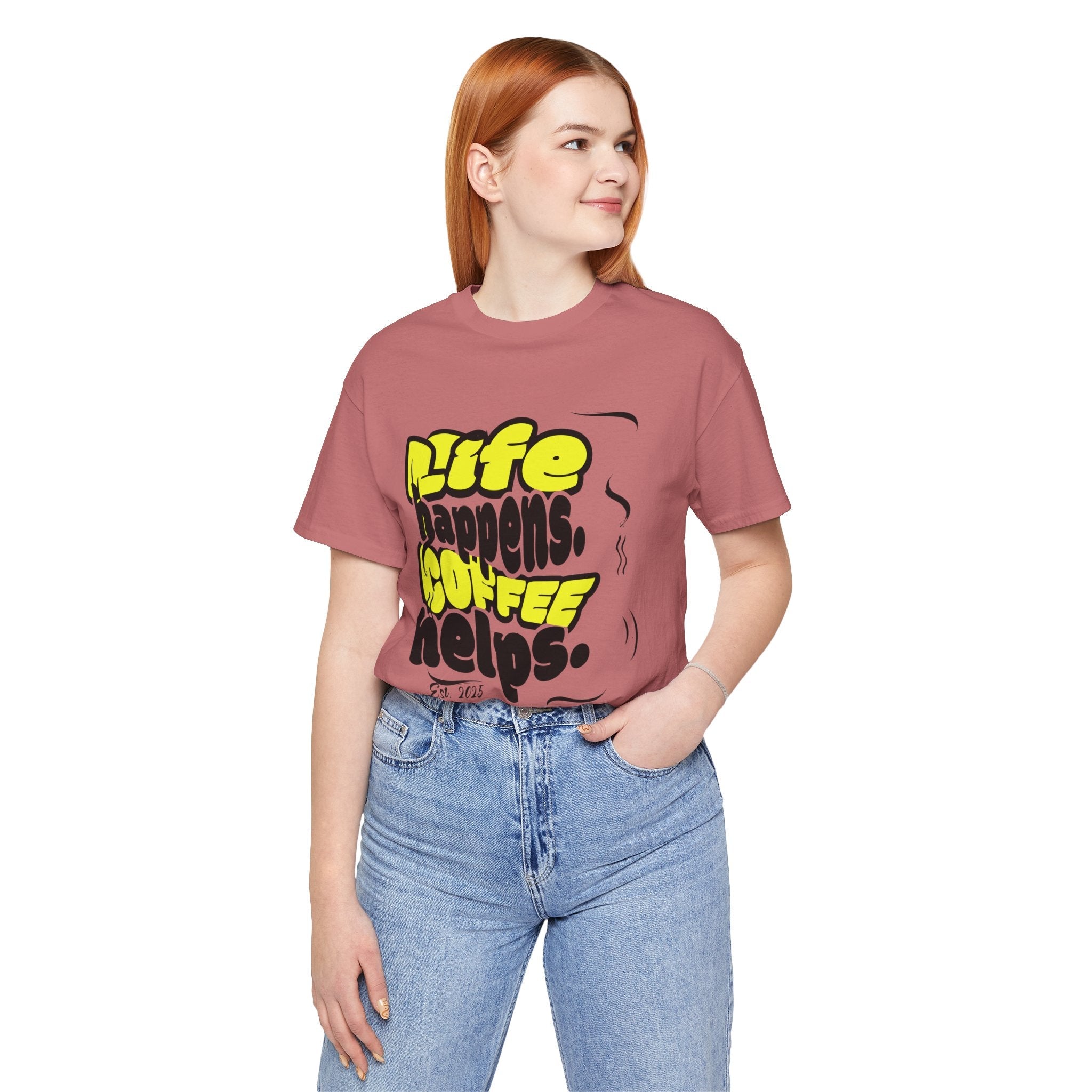 Coffee Lover T-Shirt - Life happens Coffee helps Boho Wear