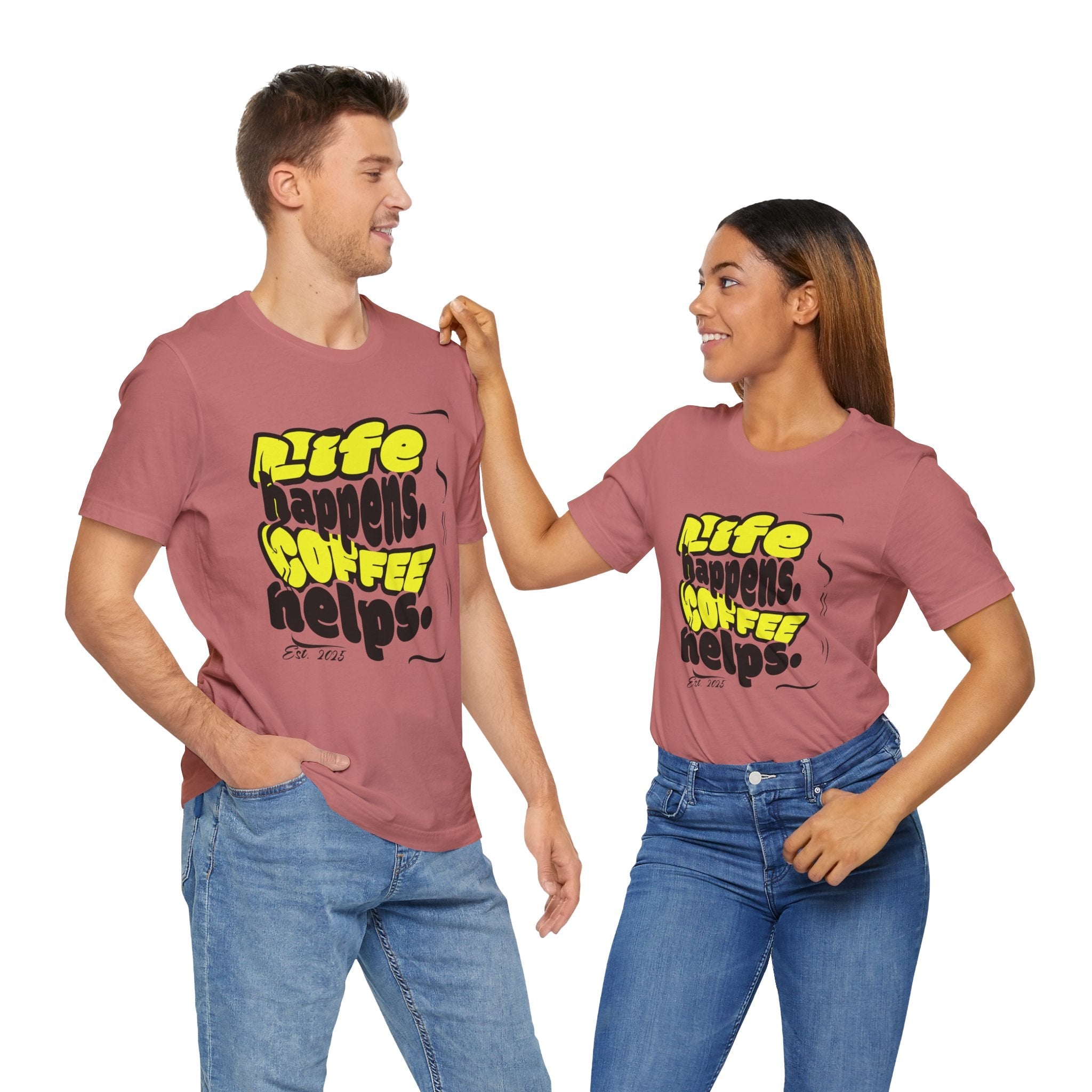 Coffee Lover T-Shirt - Life happens Coffee helps Boho Wear